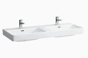 LAUFEN PRO S Umywalka podwójna ścienna, dwukomorowa 120x46 cm z otworem na baterię, H8149660001041