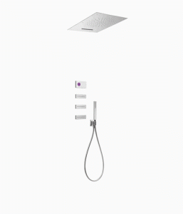 TRES SHOWER TECHNOLOGY Podtynkowy termostatyczny elektroniczny zestaw prysznicowy czterodrożna, chrom, sterownik biały/chrom 09286404