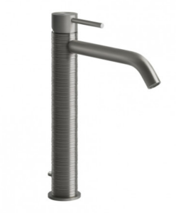 GESSI TRAME Bateria umywalkowa wysoka z długą wylewką, korek automatyczny, stal szczotkowana 54303.239