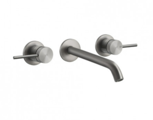 GESSI TRAME Bateria umywalkowa podtynkowa trzyotworowa z długą wylewką, stal szczotkowana 54394.239