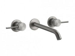 GESSI CESELLO Bateria umywalkowa podtynkowa trzyotworowa z długą wylewką, stal szczotkowana 54494.239