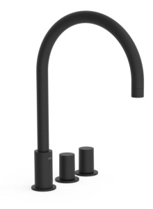 TRES STUDY EXCLUSIVE Dwuuchwytowa bateria umywalkowa nablatowa, czerń matowa 06110501NM