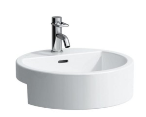 LAUFEN LIVING CITY Umywalka półblatowa okrągła 46 cm z otworem na baterię, H8134310001041