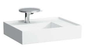 LAUFEN KARTELL BY LAUFEN Umywalka ścienna 60x46 z blatem po prawej stronie z otworem na baterię, szlifowany spód umywalki, H8183340001111