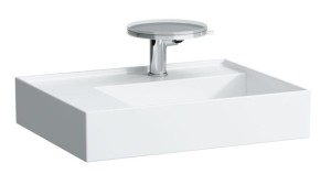 LAUFEN KARTELL BY LAUFEN Umywalka ścienna z blatem po lewej stronie 60x46 z trzema otworami na baterię szlifowany spód umywalki, H8183350001581