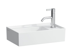 LAUFEN KARTELL BY LAUFEN Umywalka ścienna mała 46x28 z półką na baterię po prawej stronie, bez otworu, H8153340001121