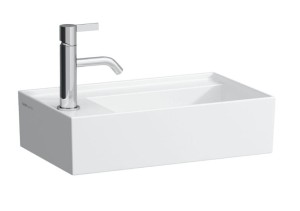 LAUFEN KARTELL BY LAUFEN Umywalka ścienna mała 46x28 z półką na baterię po lewej stronie, z otworem, H8153350001111