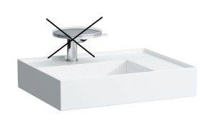 LAUFEN KARTELL BY LAUFEN Umywalka ścienna 60x46 z blatem po prawej stronie bez otworu na baterię, szlifowany spód umywalki, H8183340001121