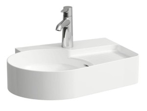 LAUFEN VAL Umywalka ścienna 53x40 z otworem na baterię i półką po prawej stronie, szlifowany spód umywalki H8162880001061
