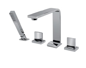 GRAFF TARGA Bateria wannowa 4-otworowa z zestawem prysznicowym chrom, E3651C14BPC