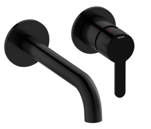 DAMIXA SILHOUET Zestaw elementów zewnętrznych z wylewką podtynkowej baterii umywalkowej 18 cm matowa czerń, 7462661