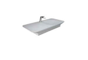 RAK VALET Umywalka podwieszana & nablatowa 112 x 50,5 cm blat L z otworem na baterię biały połysk, VALWB11301AWHA