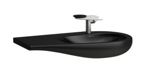 LAUFEN ALESSI ONE Umywalka ścienna 90x50x35 z otworem na baterię, blat z lewej strony czarna matowa, H8149767161041