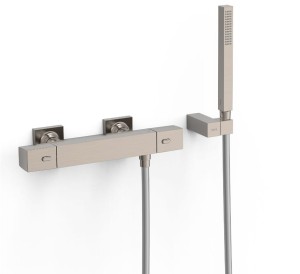 TRES OVER-WALL Bateria termostatyczna natryskowa ścienna z zestawem natryskowym stal, 19016469AC