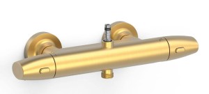 TRES OVER-WALL Bateria termostatyczna natryskowa z przyłączem do drążka natryskowego 24-K złoto matowe, 19016903OM