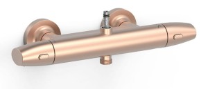 TRES OVER-WALL Bateria termostatyczna natryskowa z przyłączem do drążka natryskowego 24-K różowe złoto matowe, 19016903OPM