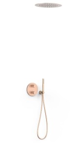 TRES THERM-BOX Zestaw baterii termostatycznej podtynkowej 2-drożnej Therm-box prysznicowej 24-K różowe matowe złoto, 26225005OPM