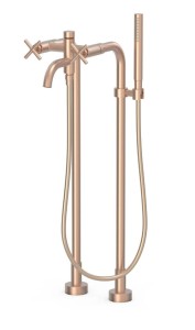 TRES MONT BLANC Bateria dwuuchwytowa podłogowa wannowa i prysznicowa 24-K różowe złoto matowe, 28319401OPM