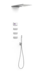 TRES SHOWER TECHNOLOGY Zestaw elektronicznej baterii termostatycznej 4-drożnej Blue Edition chrom, 09286408