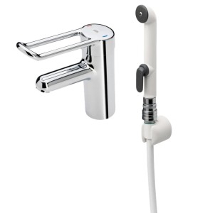 ORAS MEDIPRO PROTECT Bateria umywalkowa z laminarnym przepływem i rączką bidetta chrom, 5512BF