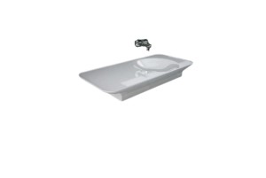 RAK VALET Umywalka podwieszana & nablatowa 112/50,5 cm blat L biały połysk, VALWB11300AWHA