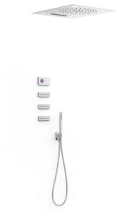 TRES SHOWER TECHNOLOGY Chromoterapia elektroniczny zestaw prysznicowy, czterodrożny sterownik biały 09286402