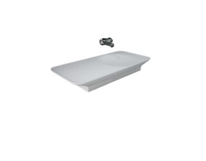 RAK VALET Umywalka podwieszana/nablatowa 112x50,5 bez otworu na baterię blat P biały mat, VALWB11200500A