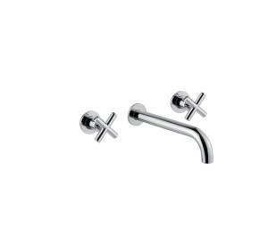 BUGNATESE RODOS Bateria umywalkowa ścienna wylewka 22 cm z korkiem klik-klak chrom, 7369CCR