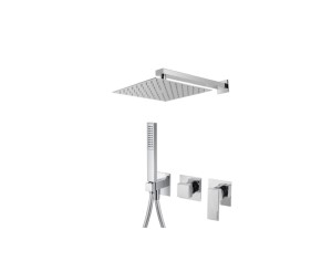 BUGNATESE TETRIS Bateria natryskowa ścienna z deszczownicą i słuchawką ręczną, chrom 9101HCR