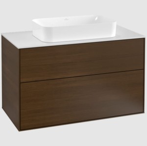 VILLEROY&BOCH FINION Szafka podumywalkowa, umywalka na środku  , Walnut Veneer 1000x603x501 , F23100GN