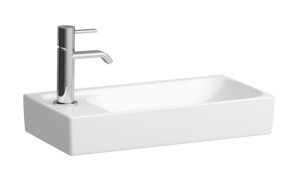 LAUFEN MEDA Mała umywalka ścienna 46 cm z półką po lewej stronie biała, H8151140001131