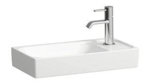 LAUFEN MEDA Mała umywalka ścienna 46 cm z półką po prawej stronie biała, H8151137581141