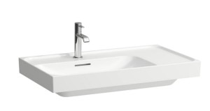 LAUFEN MEDA Umywalka ścienna asymetryczna 80x46 cm z półką odkładczą po prawej stronie biała, H8171160001041