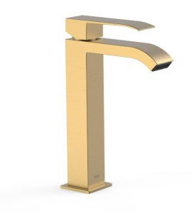 TRES CUADRO Bateria umywalkowa z wylewką kaskadową, wysokość 241 mm, złoto matowe 24k 00661001OM