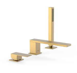 TRES CUADRO EXLUSIVE Bateria wannowa trzyotworowa, złoto matowe 24k 00616105OM