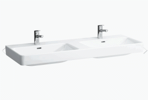LAUFEN PRO S Umywalka podwójna ścienna 130x46 z otworem na baterię, H8149680001041